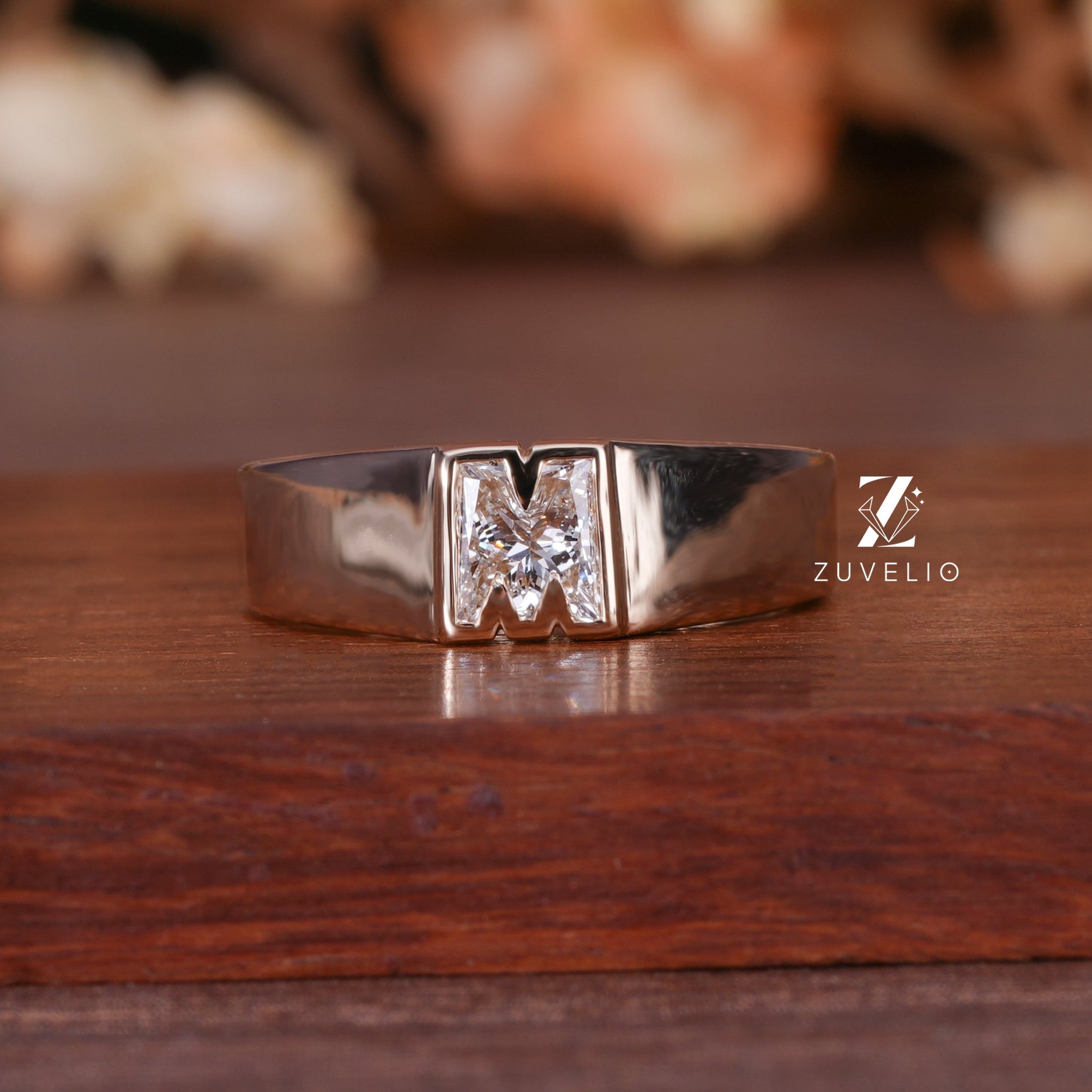 Alphabet M Diamond Ring