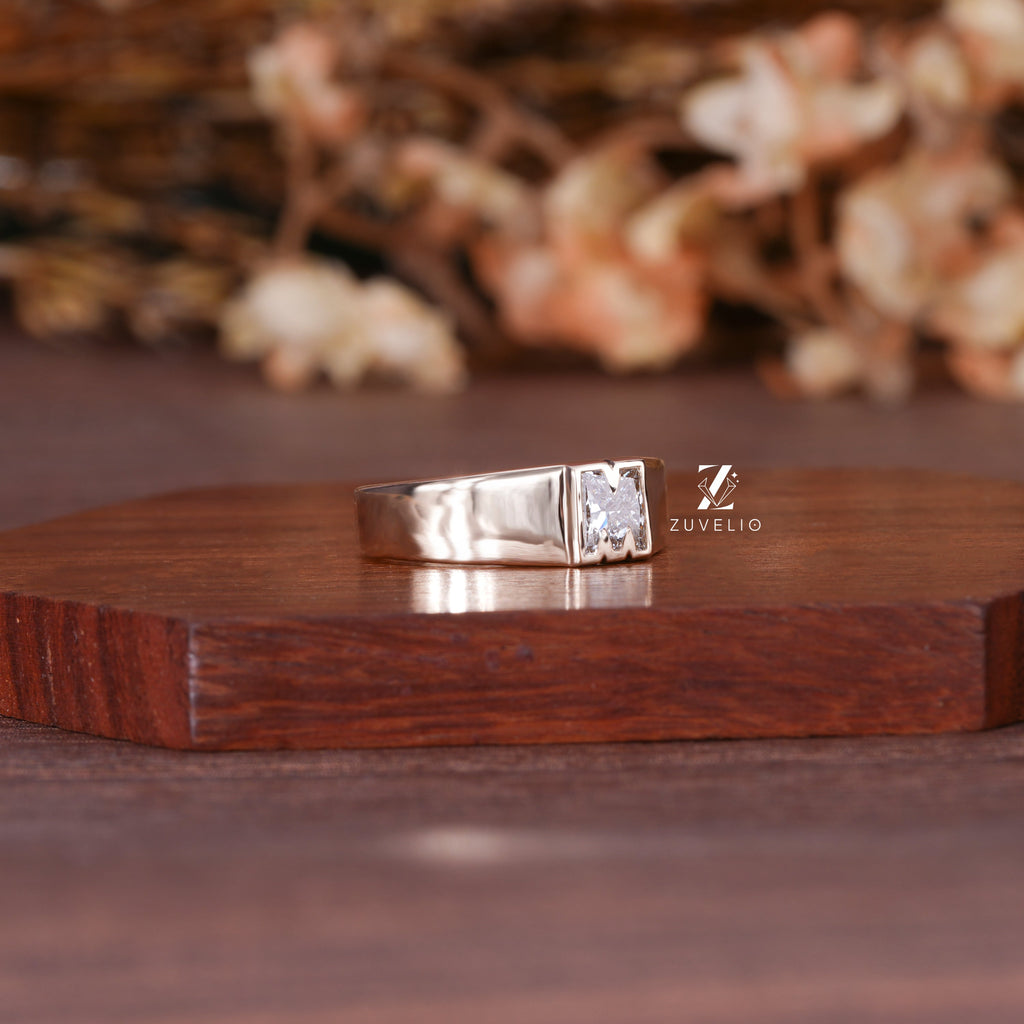 Alphabet M Diamond Ring