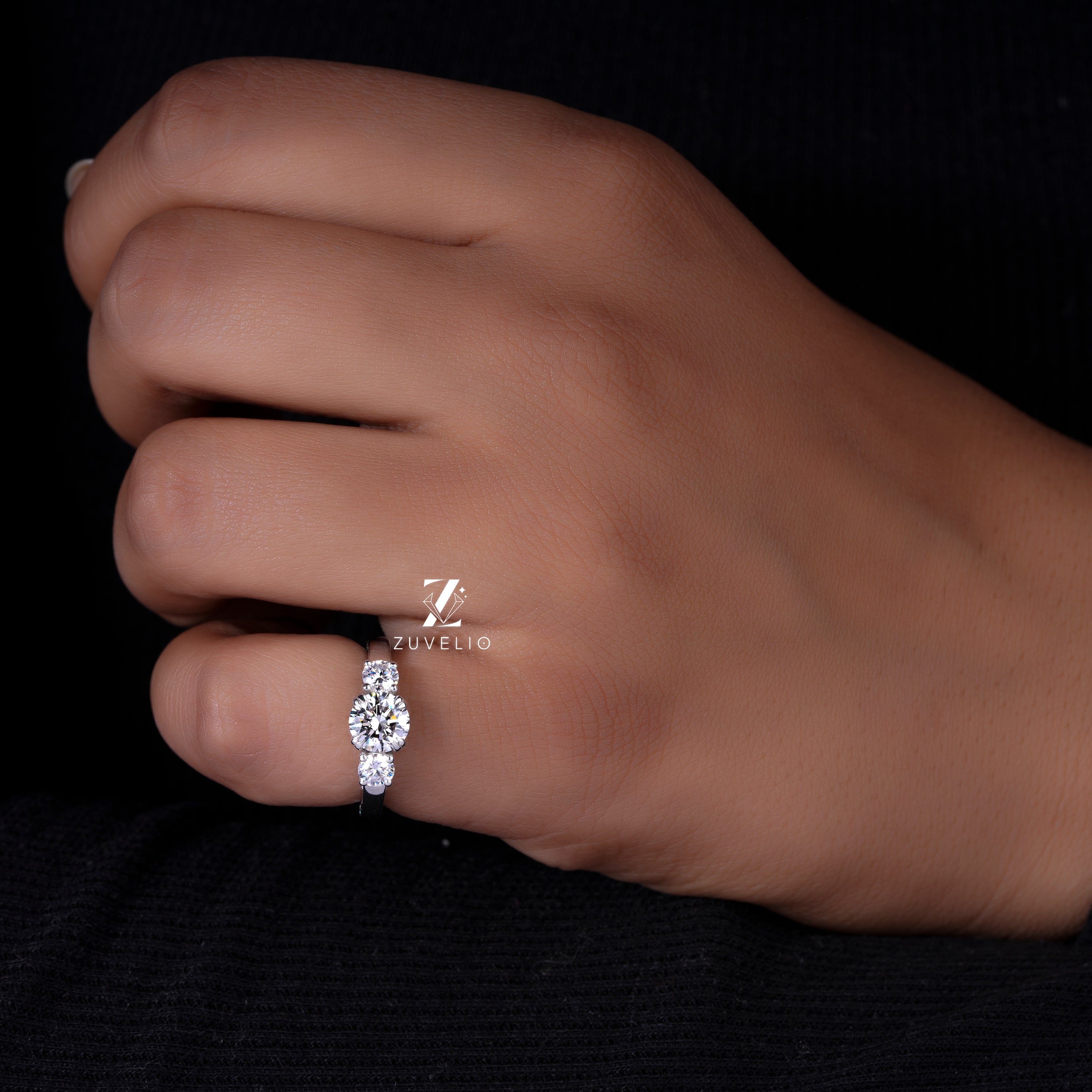 Round Diamond Trilogy Ring
