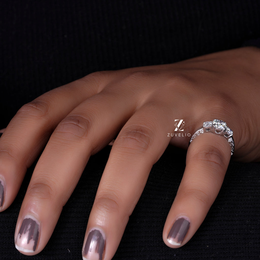 Round Diamond Trilogy Ring