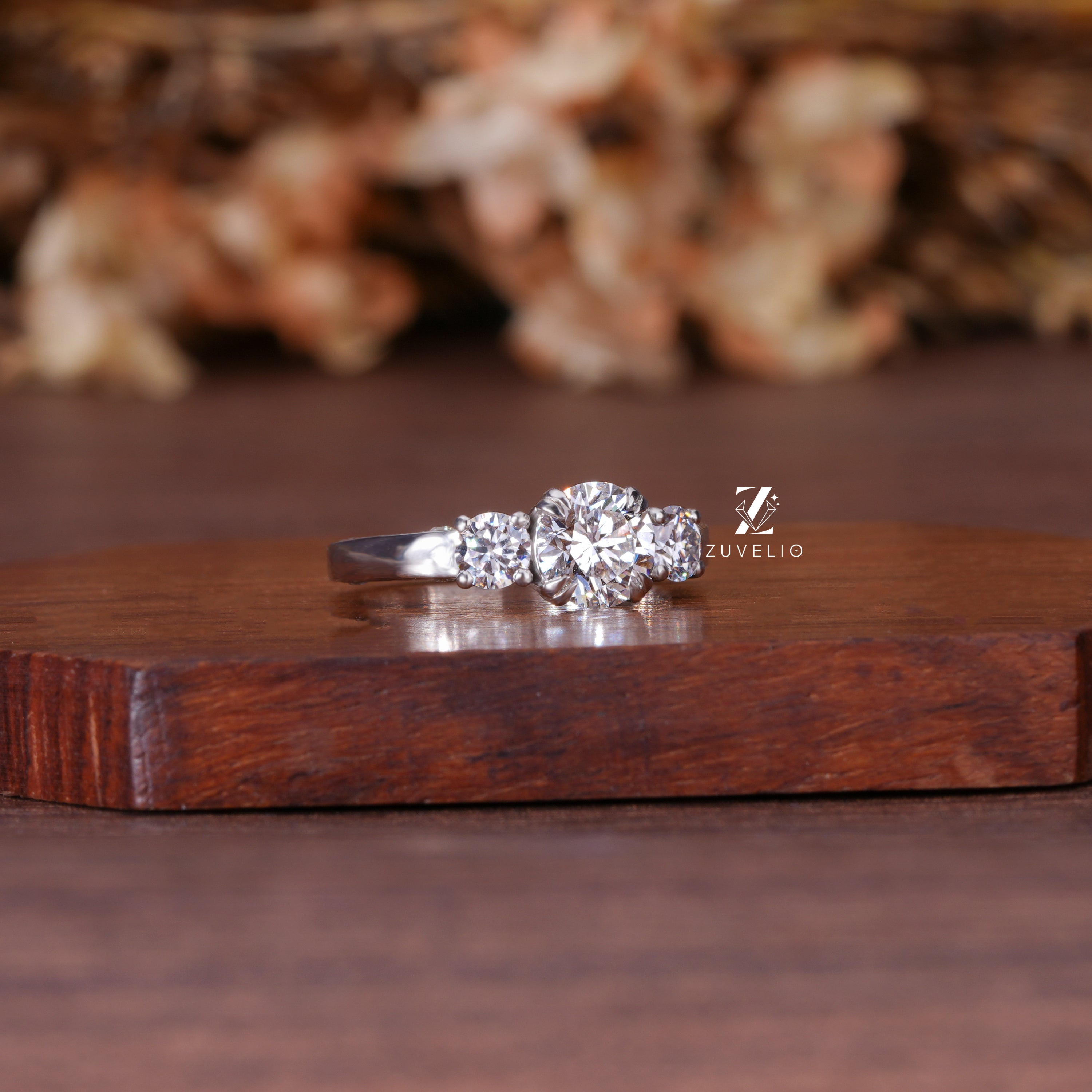 Round Diamond Trilogy Ring