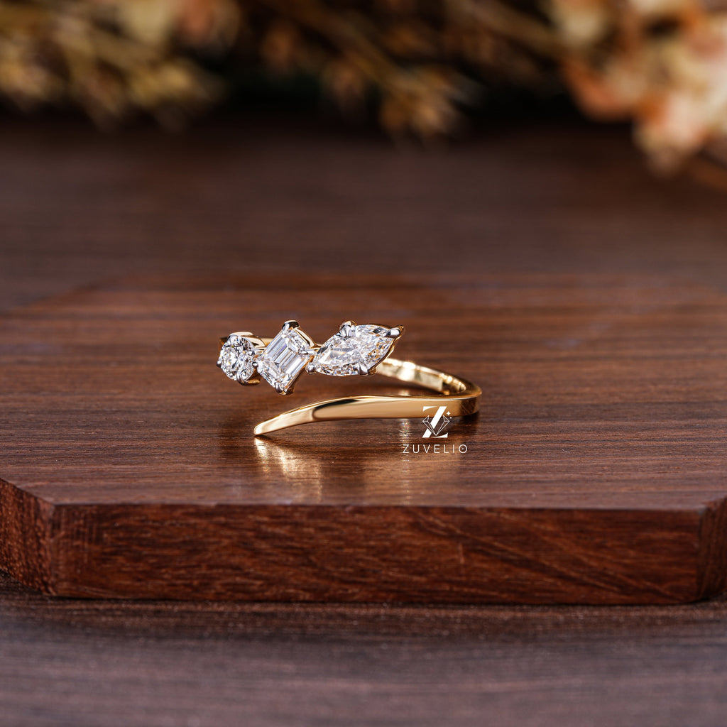 Marquise Emerald Round Ring - Zuvelio.com