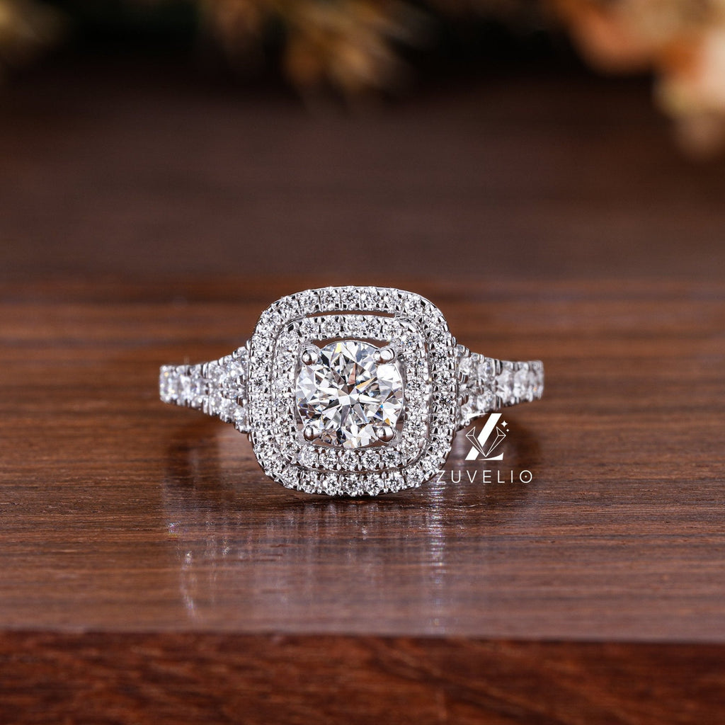 Double Halo Lab Diamond Ring - Zuvelio.com