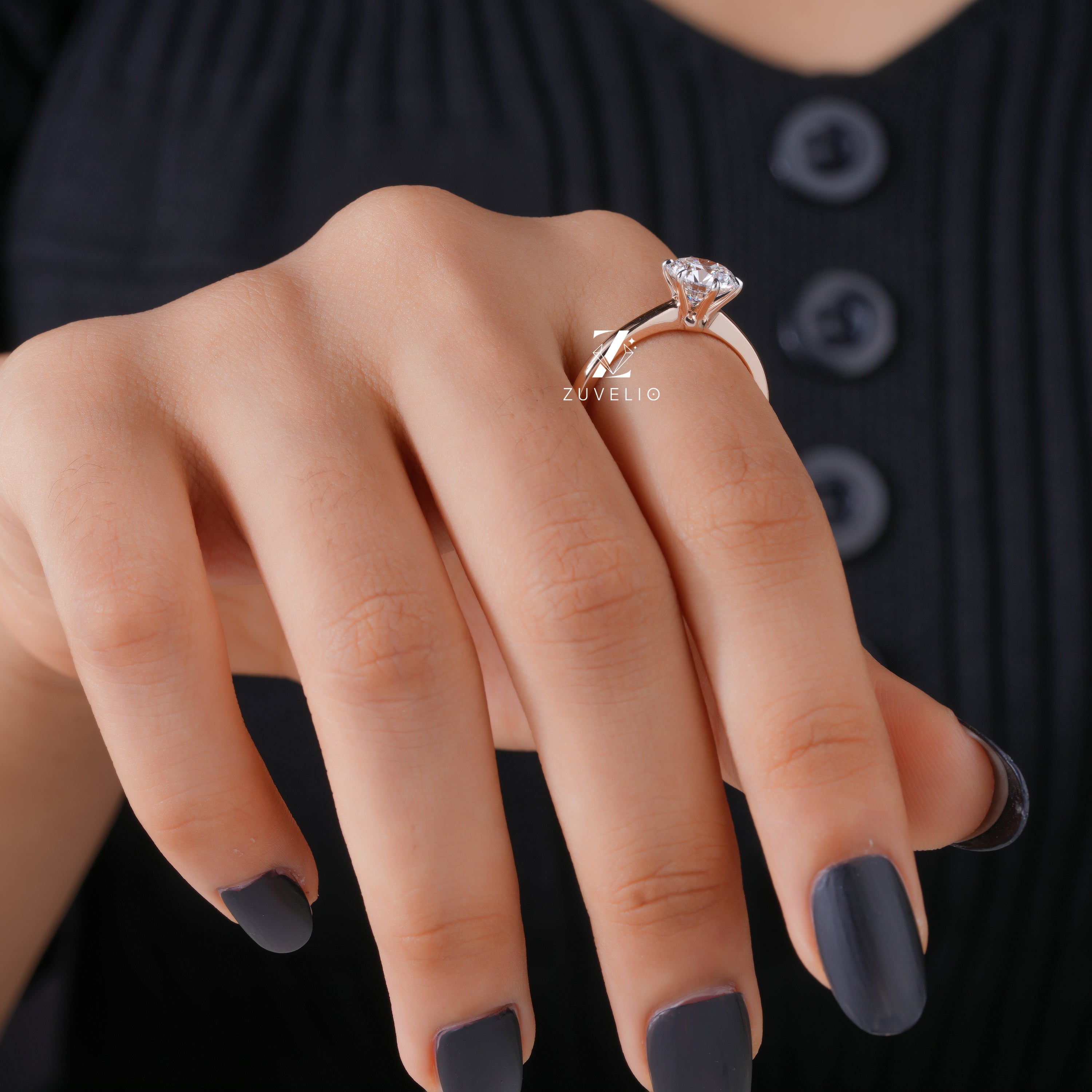 Rose Gold Solitaire Ring - Zuvelio.com