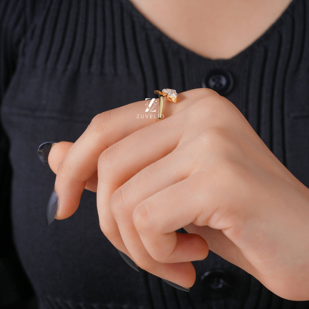 Marquise Emerald Round Ring - Zuvelio.com
