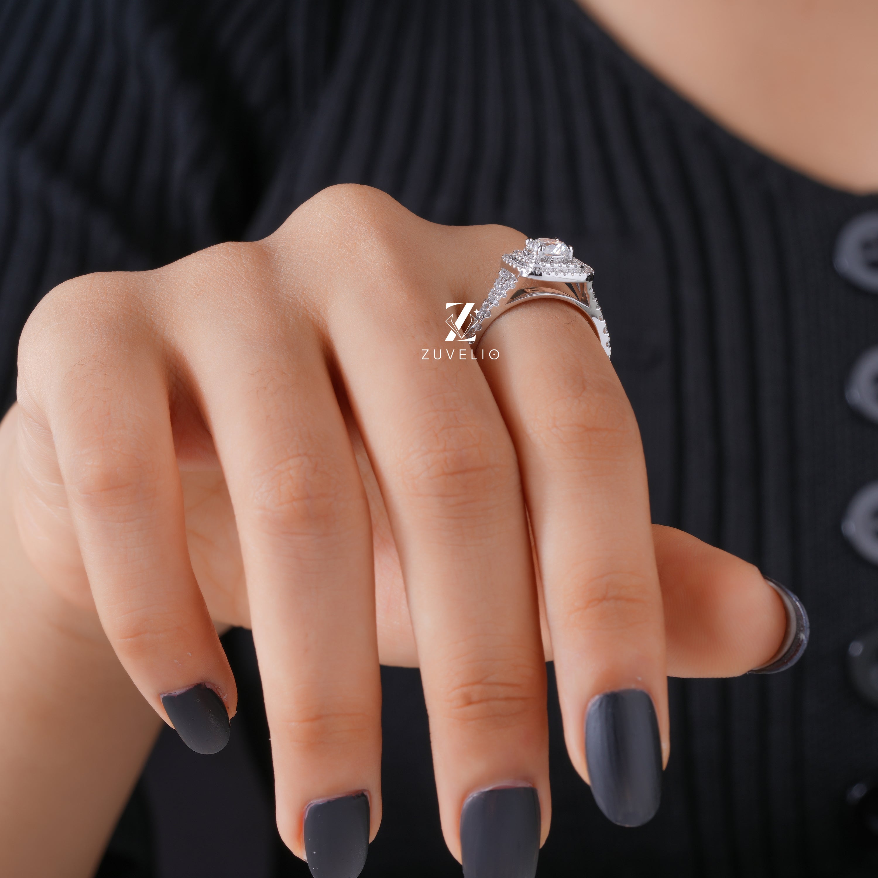 Double Halo Lab Diamond Ring - Zuvelio.com