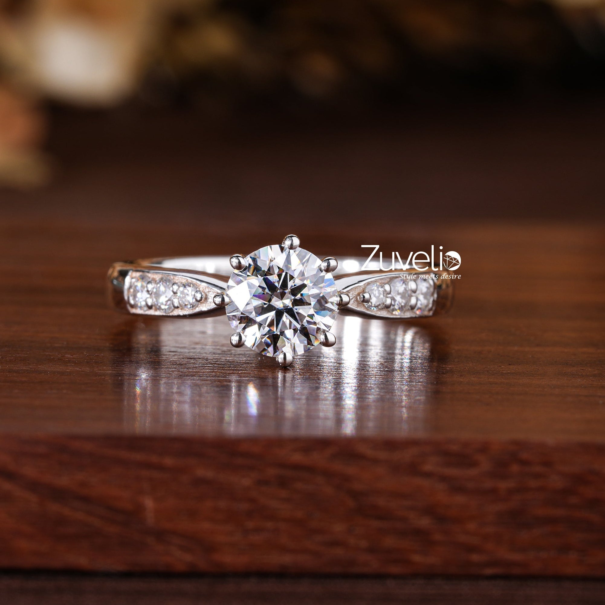 Pave Solitaire Diamond Ring