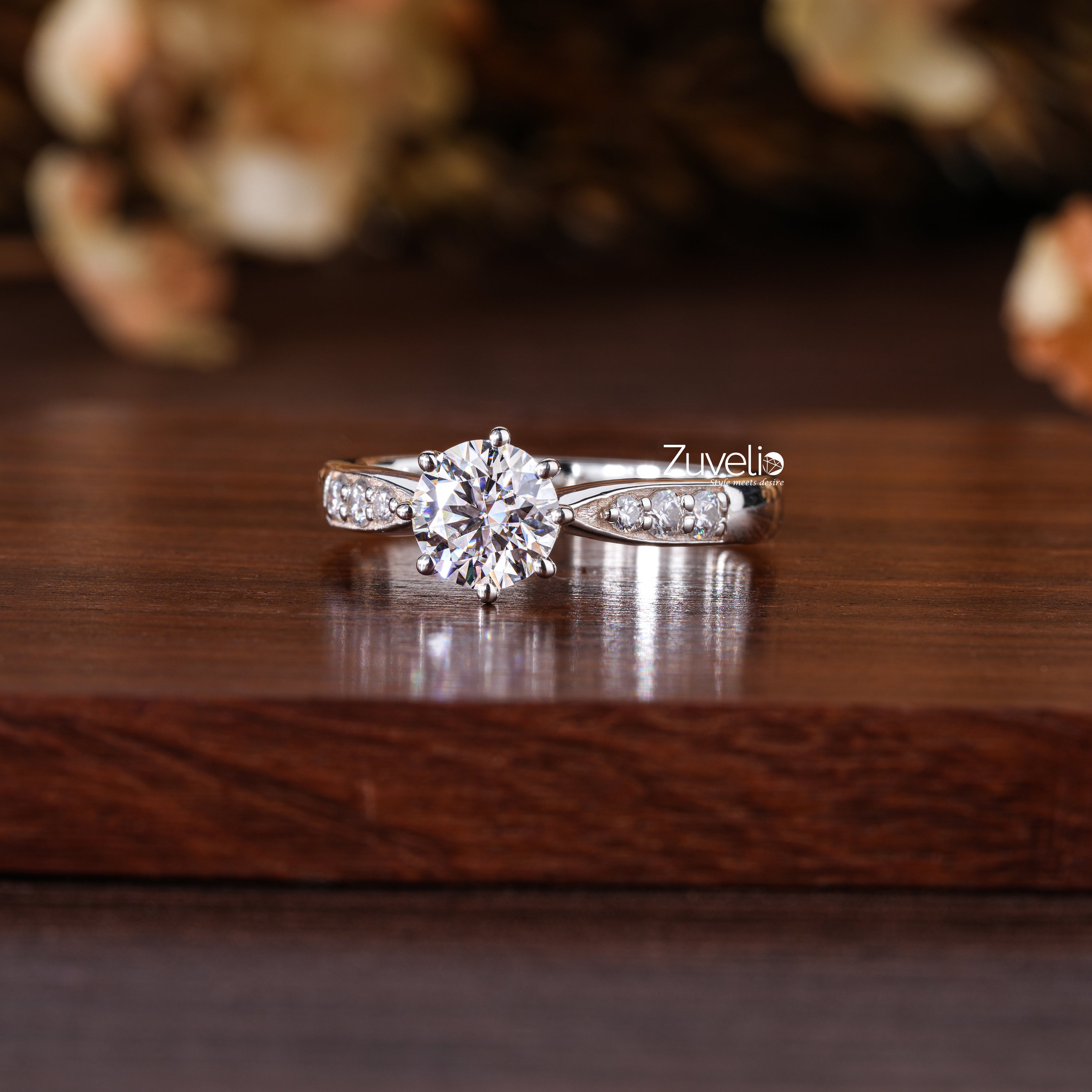 Pave Solitaire Diamond Ring