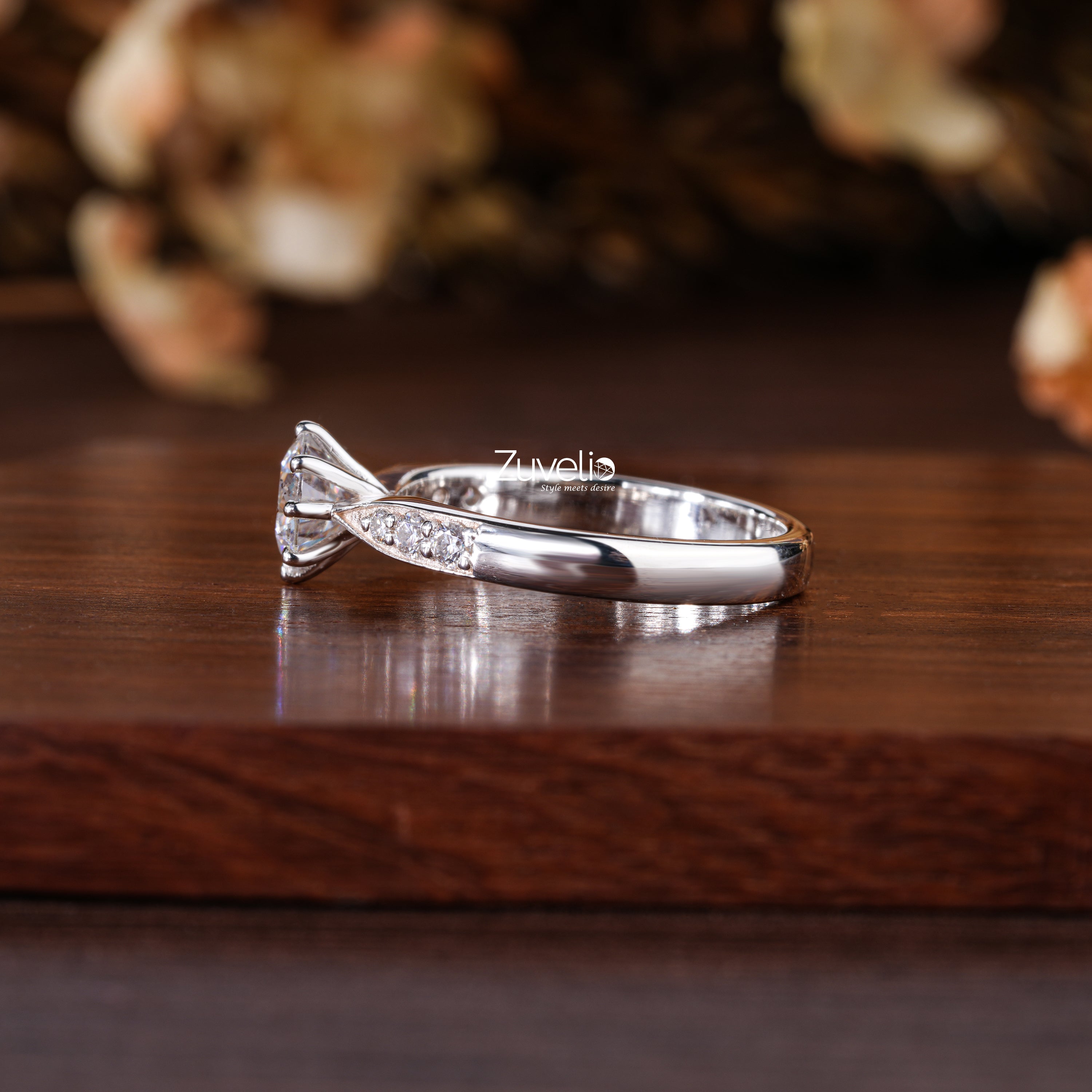 Pave Solitaire Diamond Ring