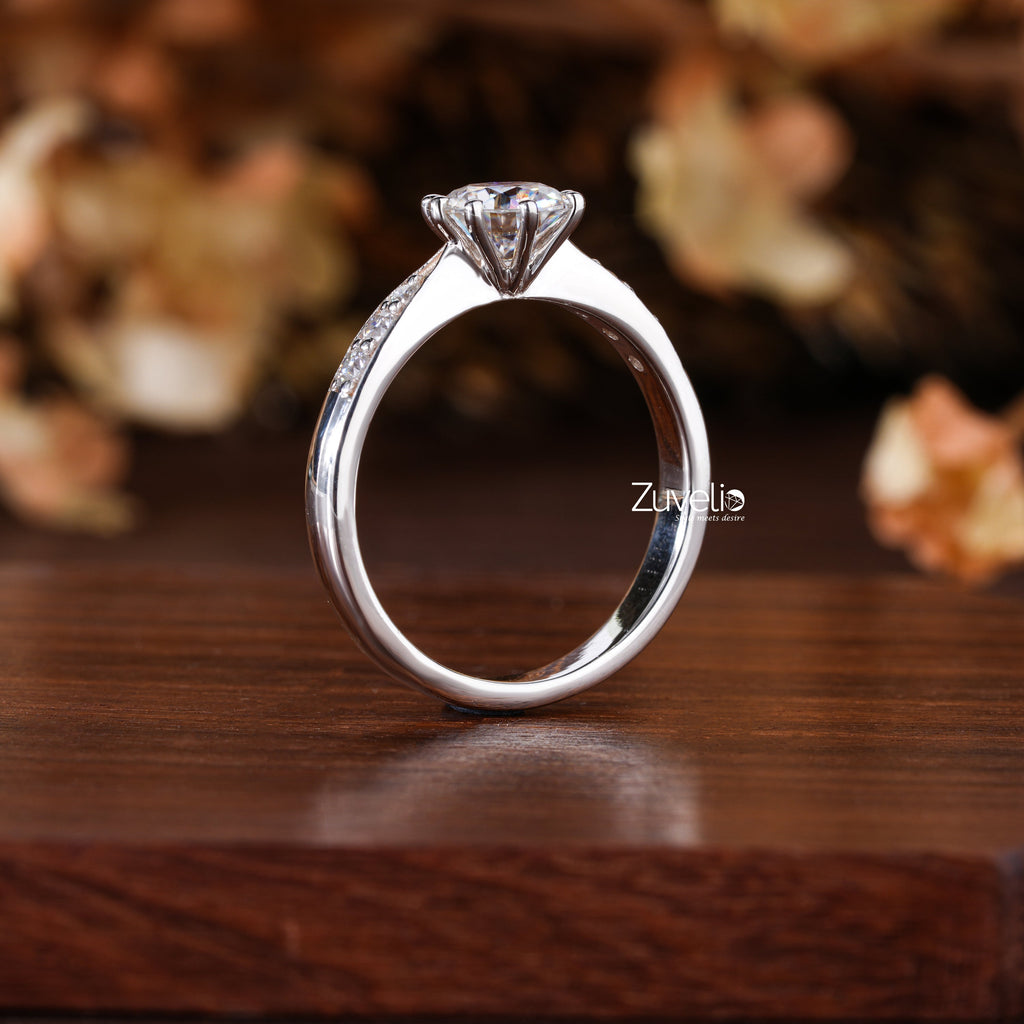Pave Solitaire Diamond Ring