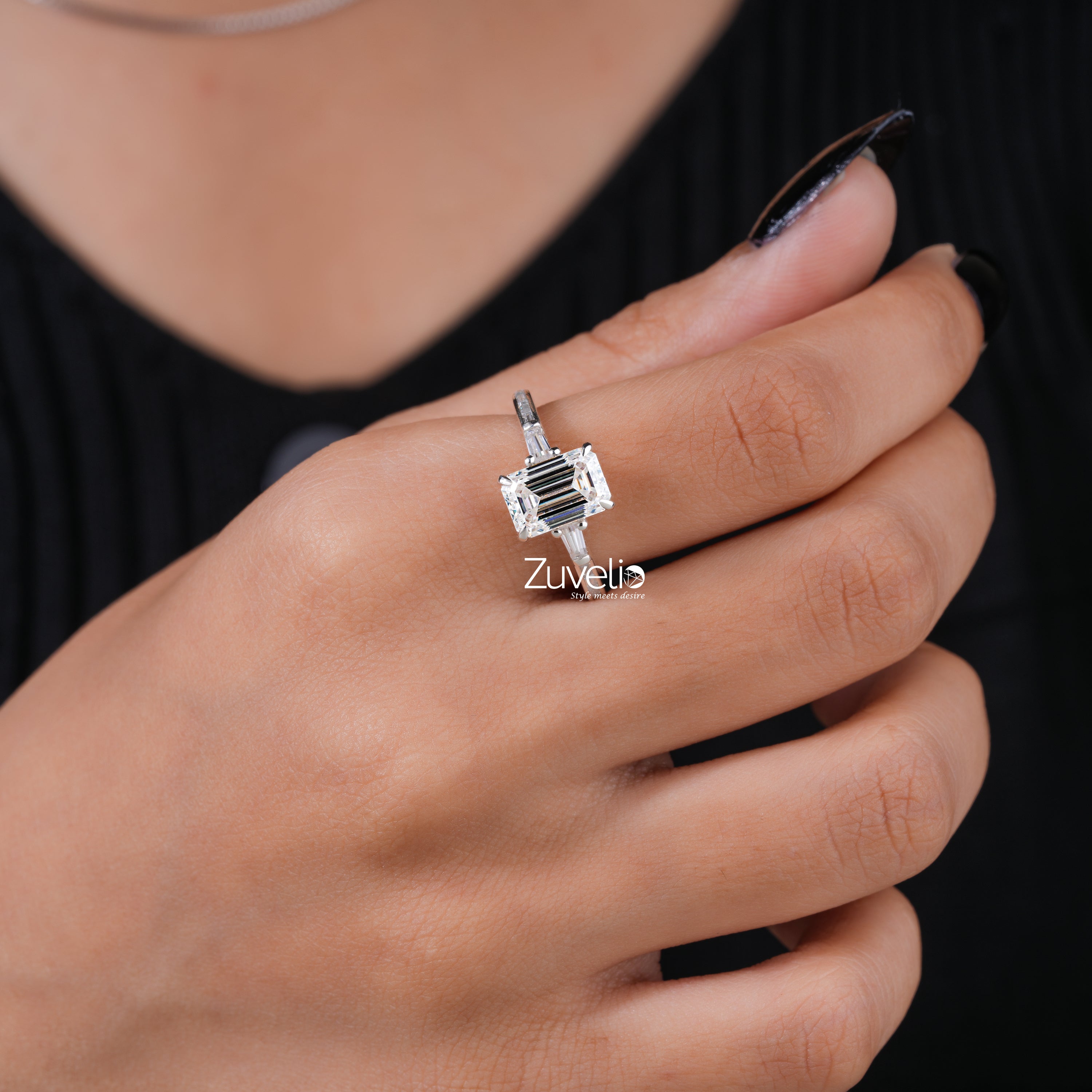 Emerald Lab Diamond Ring - Zuvelio.com