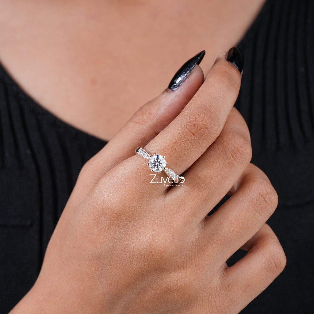 Pave Solitaire Diamond Ring