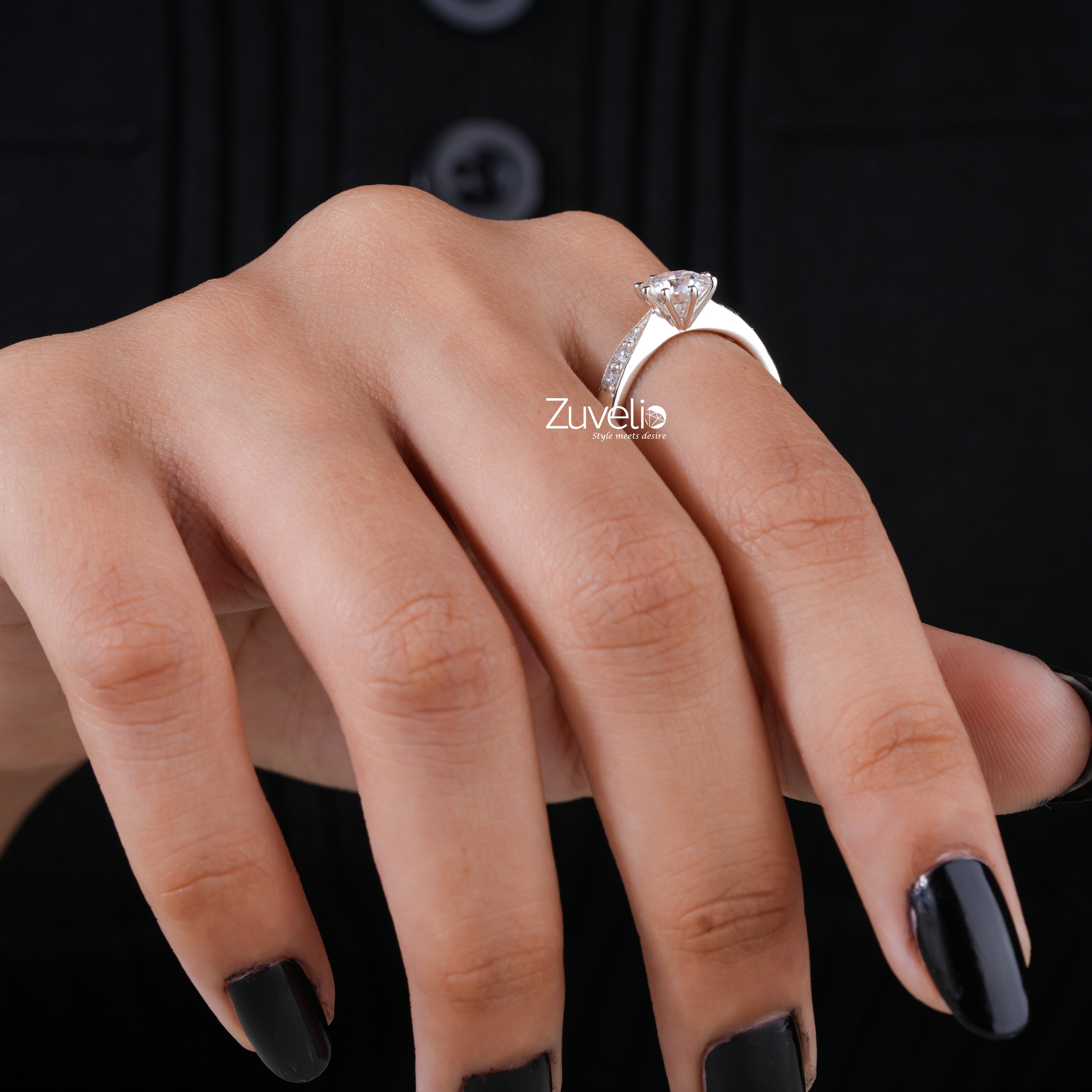 Pave Solitaire Diamond Ring