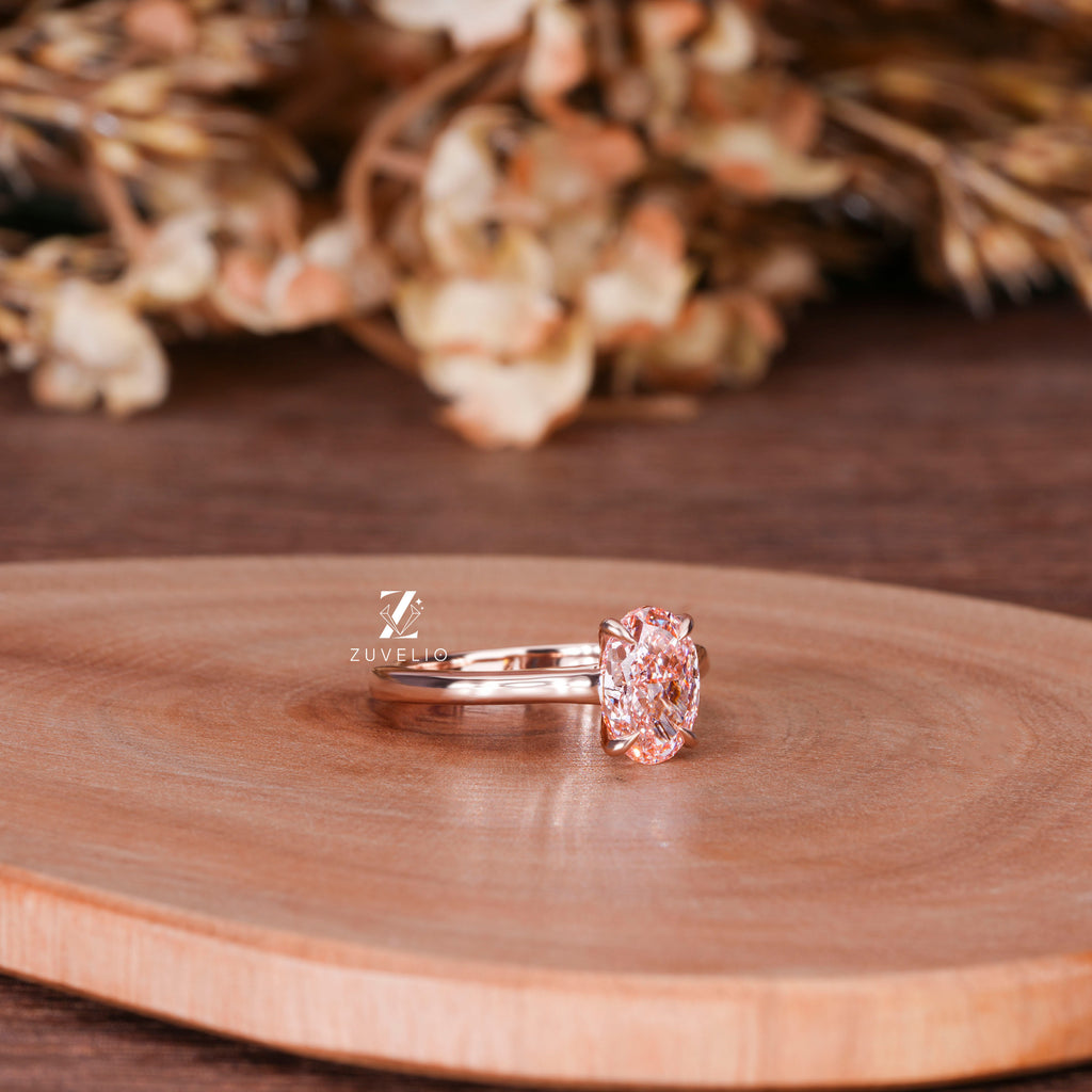 Pink Oval Diamond Ring