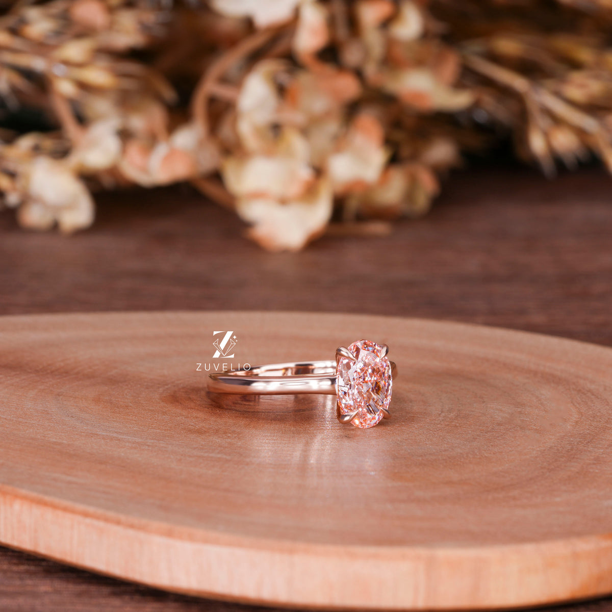 Pink Oval Diamond Ring