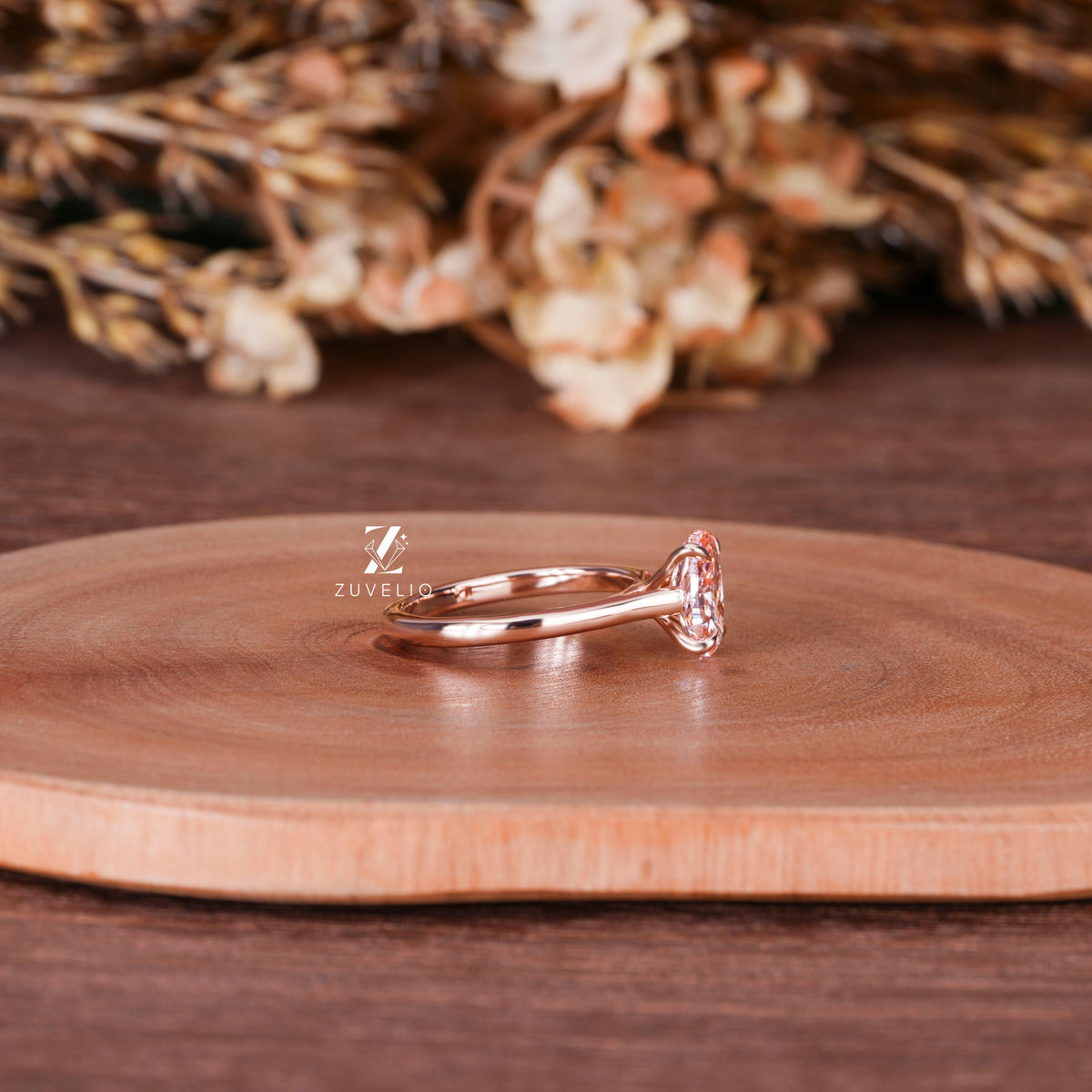 Pink Oval Diamond Ring