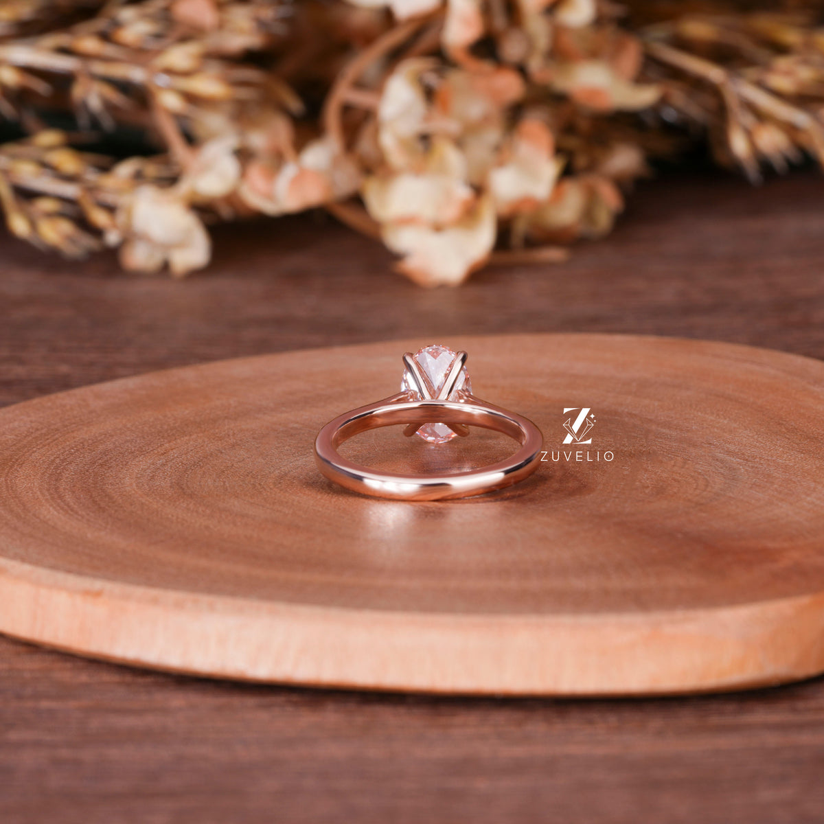 Pink Oval Diamond Ring