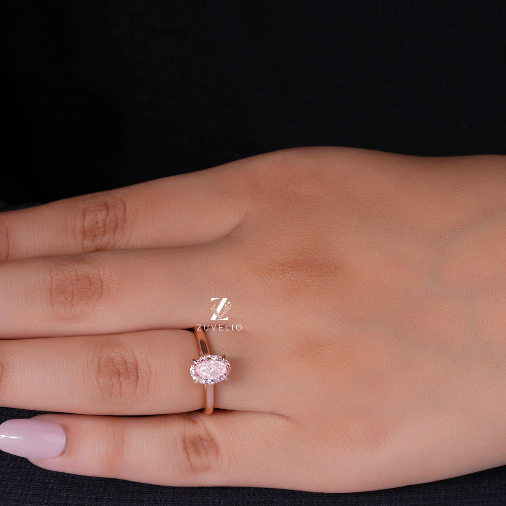 Pink Oval Diamond Ring