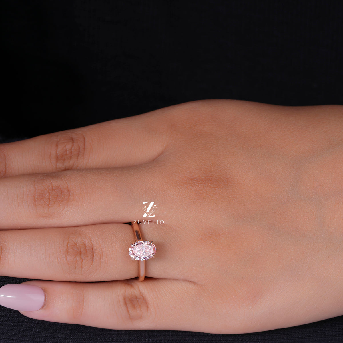 Pink Oval Diamond Ring